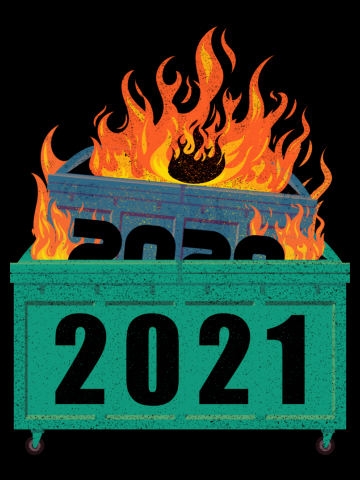 2021 Dumpster Fire. Retro vintage tee shirt design