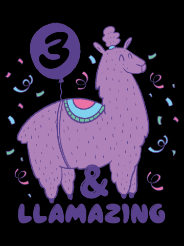 3 Year Old 3rd Birthday Gift Llama