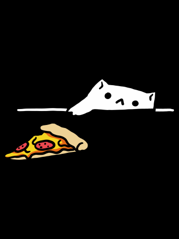A cat reaching for a slice of pizza