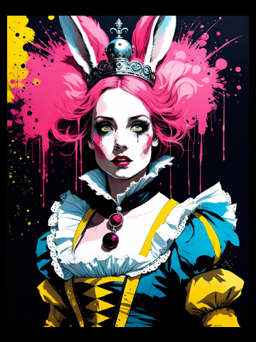 Alice as the White Rabbit Splash Ink Fantasy