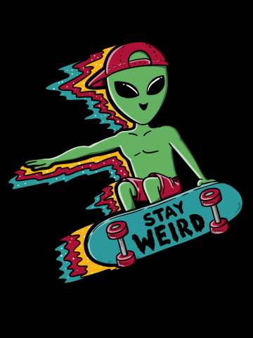 Alien and skateboard
