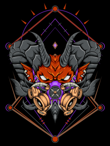 Angry demon with apocalypse mask