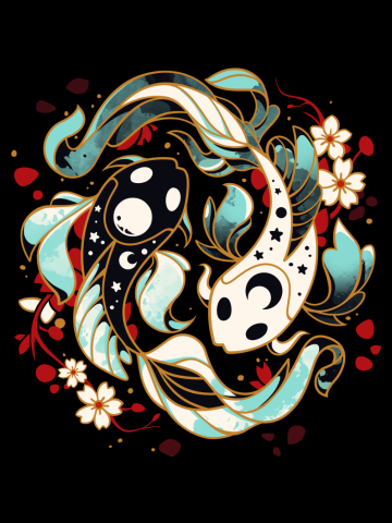 Aquatic Harmony - Japanese Yin Yang Fish