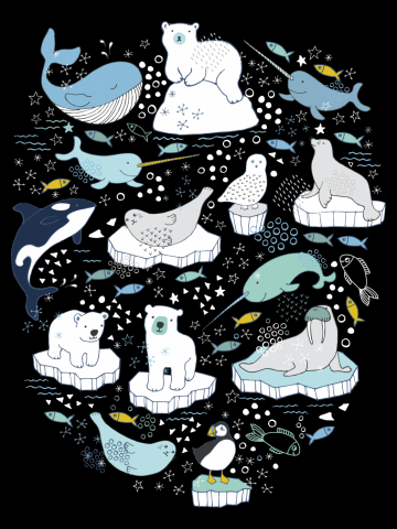 Arctic Animal Icebergs - blue and mustard - Fun Pattern by Cecca Designs