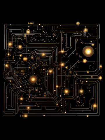 Artificial Van Gogh's Starry Night Golden Circuit Board