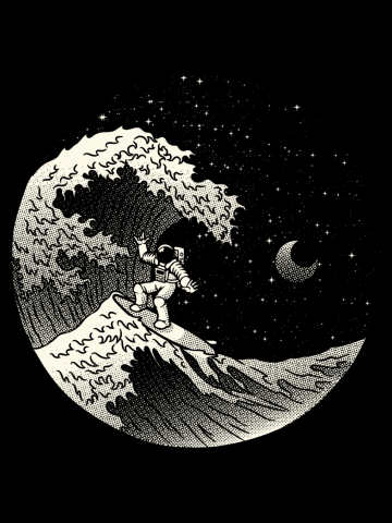 Astronaut Surfing Kanagawa Wave 