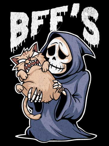 BFF's Grim Reaper and Cat Cartoon Design