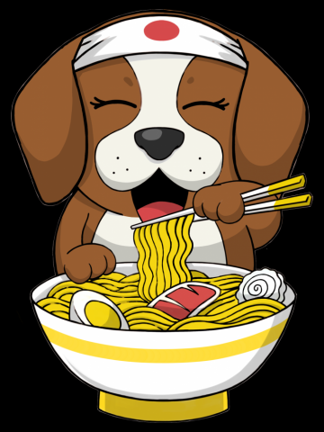 Beagle Eating Ramen