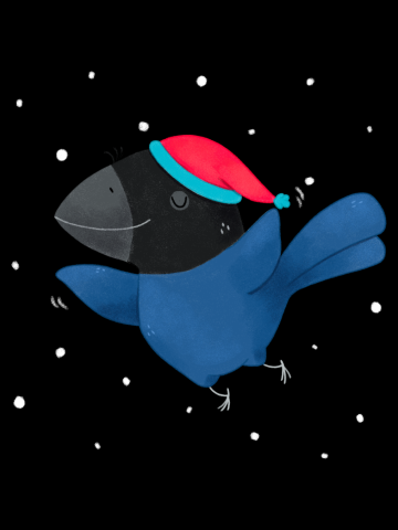 Bird flying while it's snowing