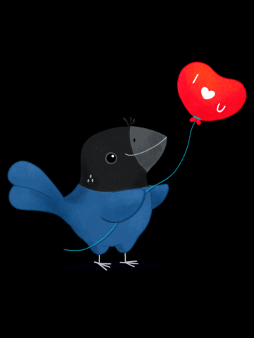 Bird with heart shape ballon - i love you