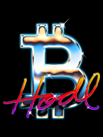 Bitcoin Logo 80's Rainbow Horizon HODL BTC Crypto Bitcoin