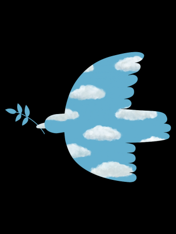 Blue Sky peace dove - surreal bird design by Cecca Designs