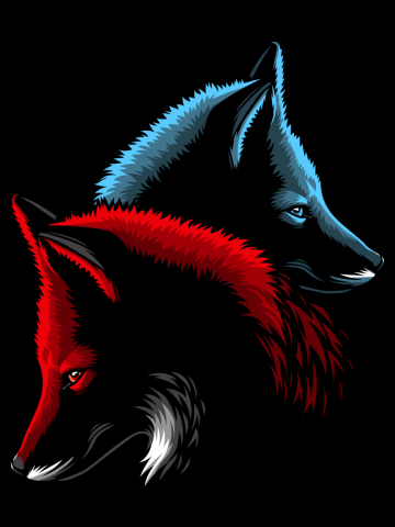 Blue and Red Fox