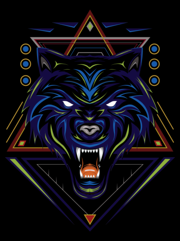 Blue wolf vector, wolves, head wolf illustration, dark wolf angry.