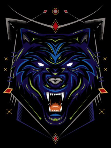 Blue wolf vector, wolves, head wolf illustration, dark wolf angry, for t shirt, wall decoration