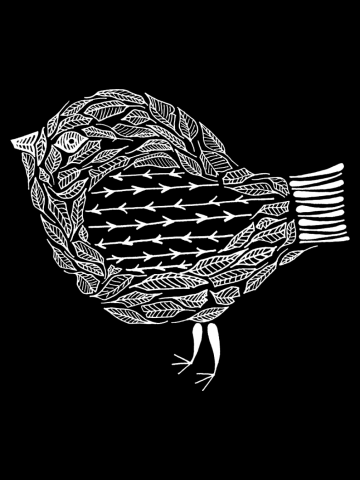 Boho Vibe White Song Bird Graphic Henna Style