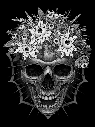 Bones and Botany Skull and creepy eyeball bouquet #2