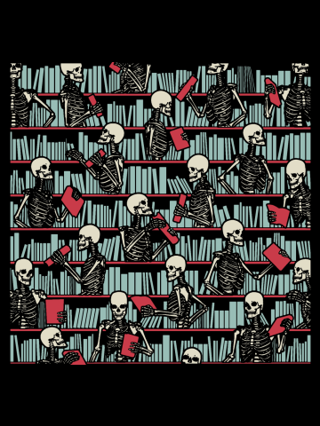 Bookish Public Library Skeleton Goth Librarian Books Pattern