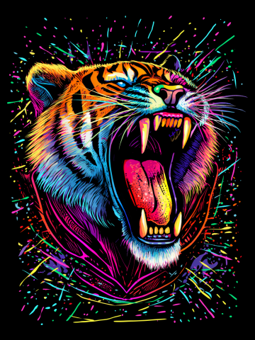 Bored Screaming Psychedelic Tiger