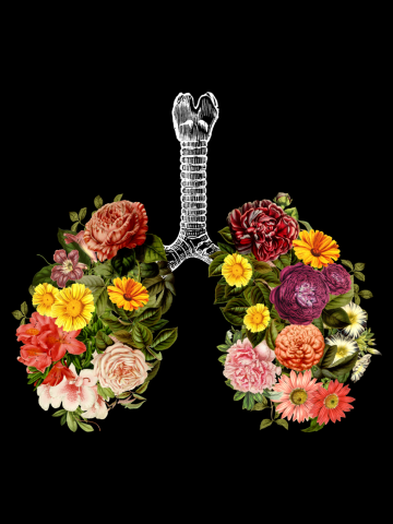 Breathing Spring Flower Lungs Black