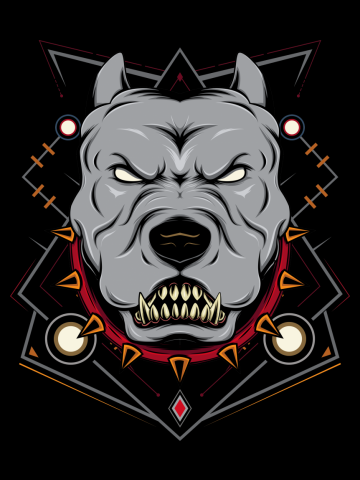 Bull dog vector emblem with ornament background.