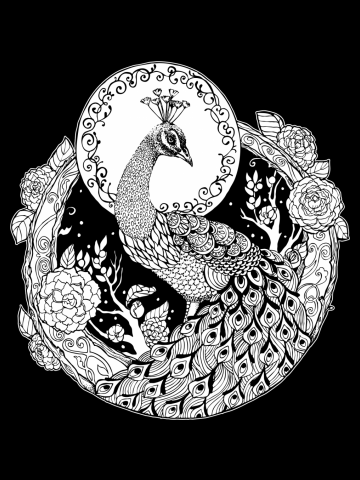 Camellia Peacock - Black Linework