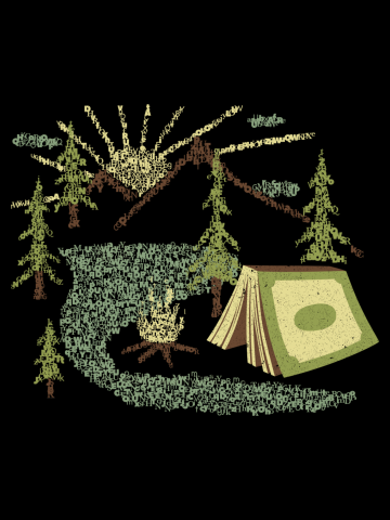 Camping Inside a Book I love to Read Illustration Made With Letters