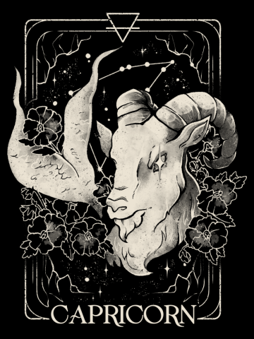 Capricorn Card - Dark Tarot Art Zodiac Sign Capricorn Gift