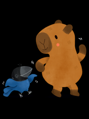 Capybara and Bird dancing