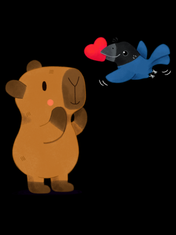 Capybara and Bird spreading love