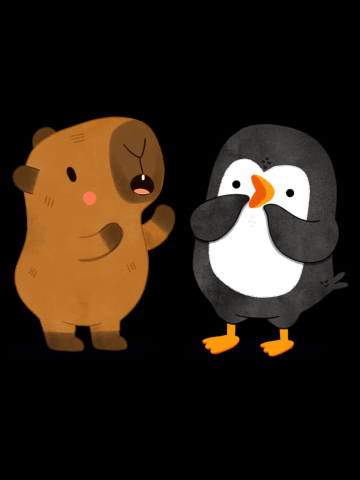 Capybara and Penguin talking