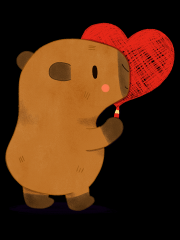 Capybara drawing a heart