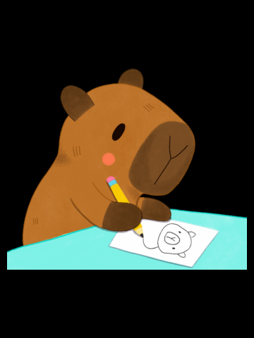Capybara drawing a self portrait