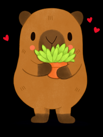 Capybara loves plants
