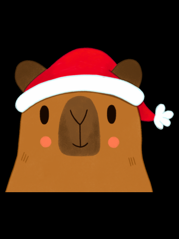 Capybara with Christmas Hat