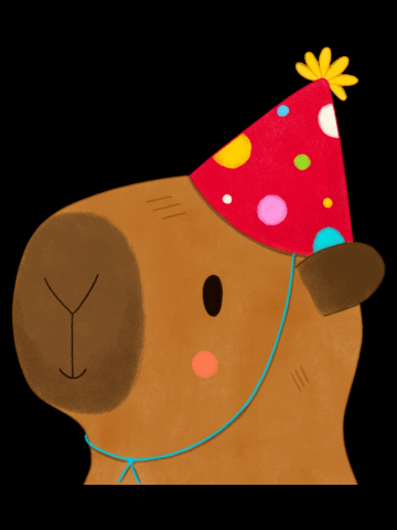 Capybara with birthday hat
