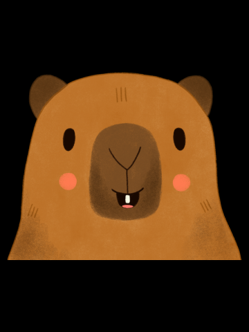 Capybara with happy smile