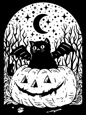 Cat Bat Pumpkin (B&W Variant)