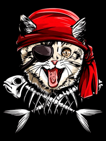 Cat Pirate Fishbone Humor Creative Fan Art