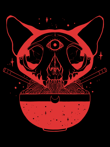 Cat Skull Ramen Noodles Anime Artwork