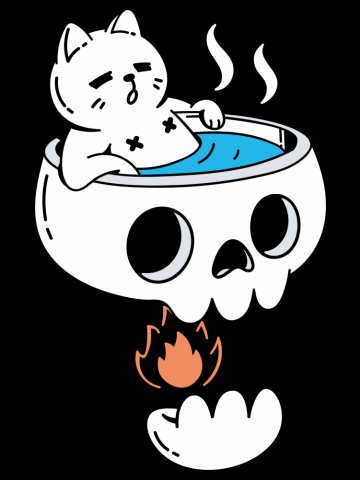Cat and Skull (Bathing)