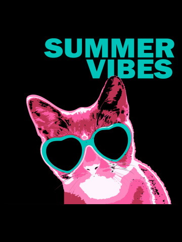 Cat with heart shaped sunglasses - summer vibes - popartlover
