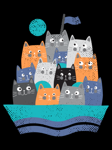 Cats in a boat