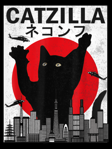 Catzilla Japanese Sunset Style Cat Kitten Lover T-Shirt