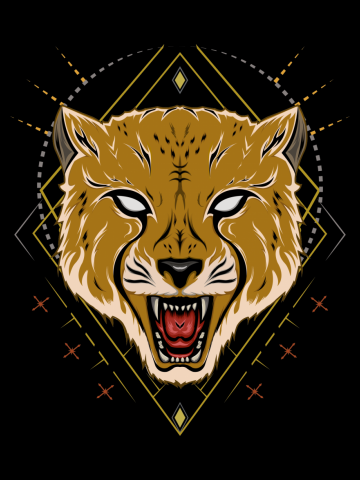 Cheetah face isolated on the white background. Portrait of Cheetah. line art drawn illustration.
