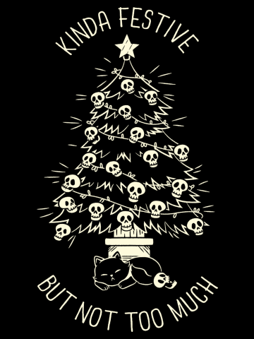 Christmas Tree Little Skulls Black Cat Xmas Kinda Festive