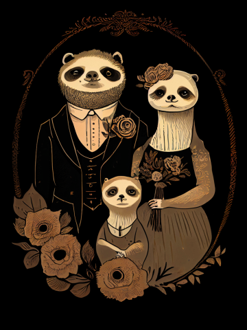 Classy Vintage Sloth Family