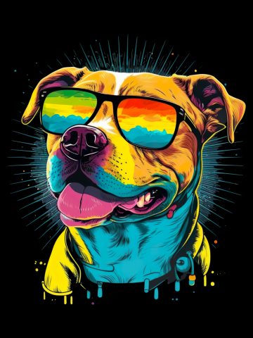 Cool Pit Bull Puppy Dog with Sunglasses
