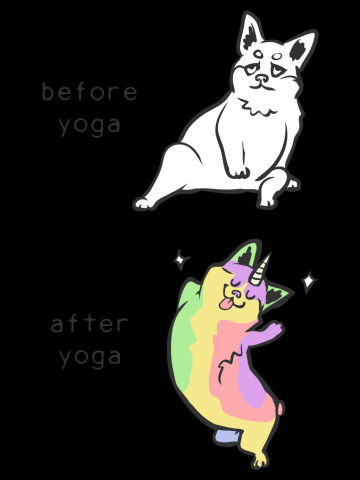 Corgi Before After Yoga