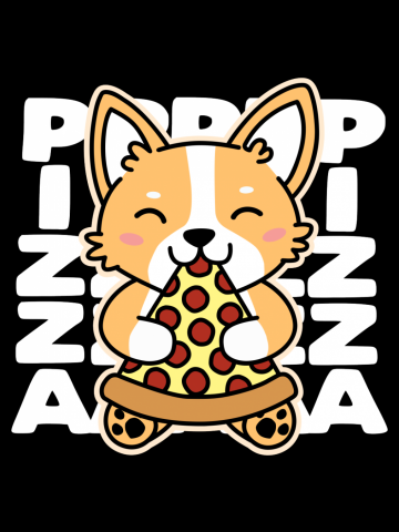 Corgi Eating Pizza Cute Dog Kawaii Food